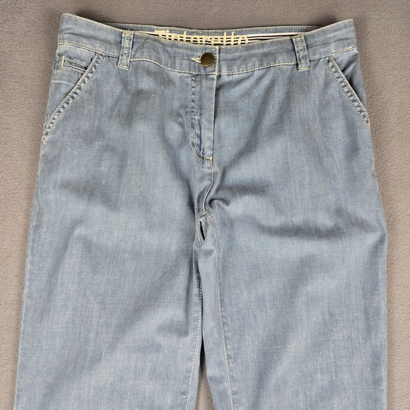 Pants - Tintoretto Pants Womens‎ 34 Blue Straight Leg Cotton Trousers Casual Made Turkey